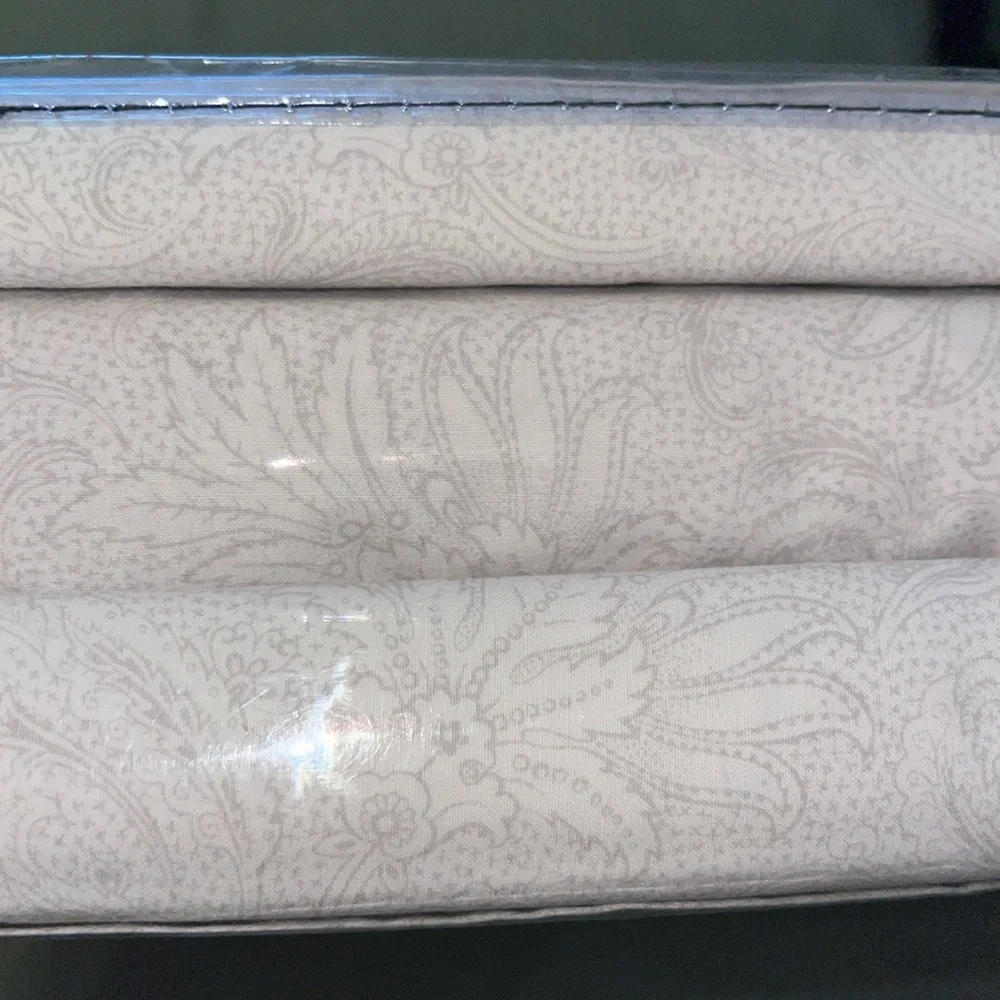 Twin Ralph Lauren sheet set 3 pc 100% cotton white gray floral dots NWT